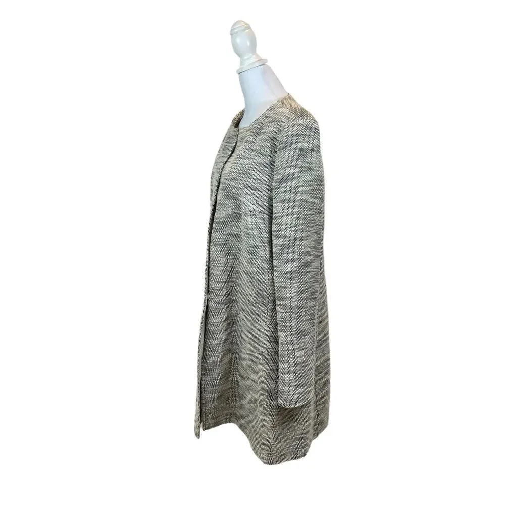 Tahari Brand Black and White Topper Jacket Collarless‎ Size XL